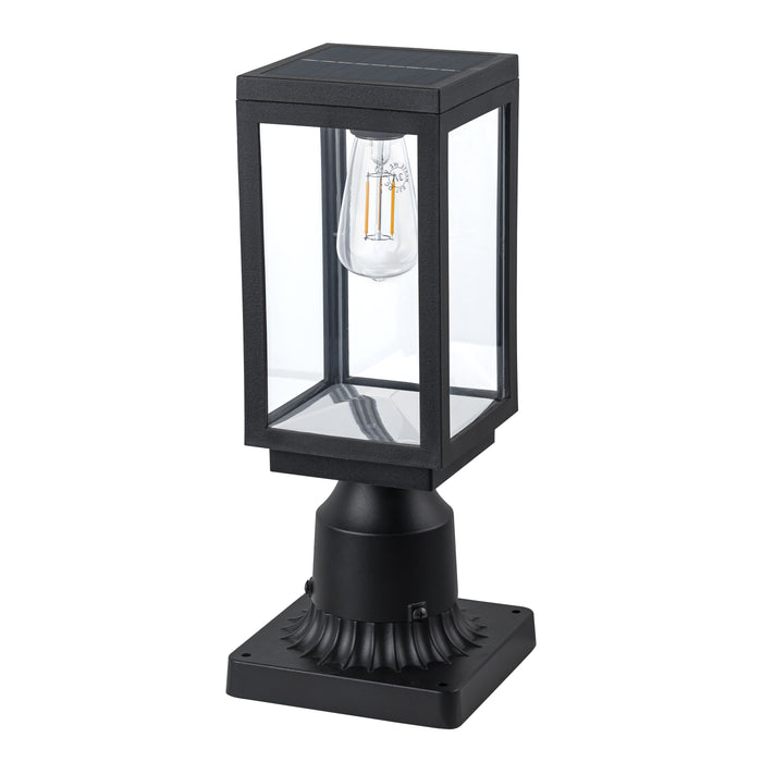 2 Pack Solar Outdoor Post Light with Clear Glass Shade (Bulb Included)