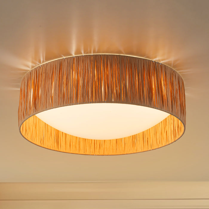 14.25” Farmhouse 3CCT LED Flush Mount Ceiling Light with Paper Rope Shade