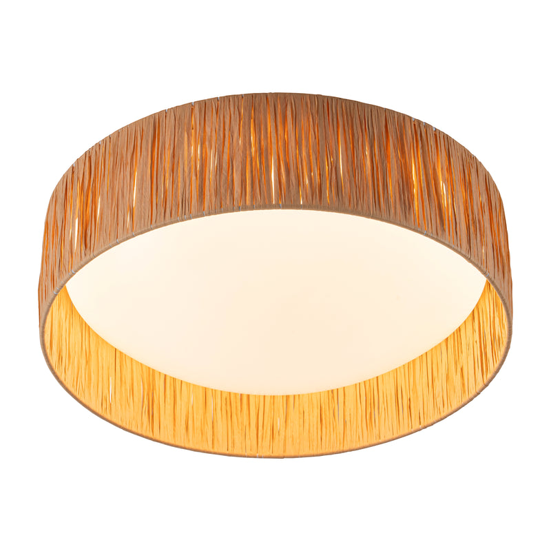 14.25” Farmhouse 3CCT LED Flush Mount Ceiling Light with Paper Rope Shade