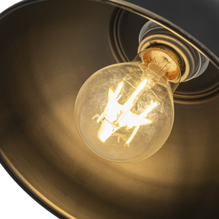 9.75 in. Black Outdoor Barn Light with Gold Line Accent
