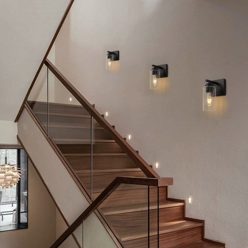 Black Wall Sconces with Clear Glass Shade (2-Pack)