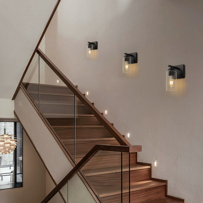 Black Wall Sconces with Clear Glass Shade (2-Pack)