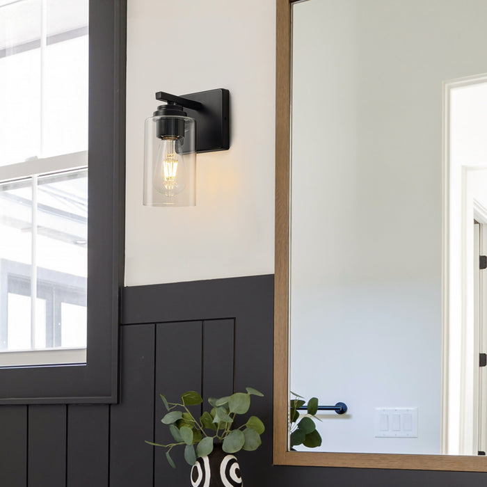 Black Wall Sconces with Clear Glass Shade (2-Pack)