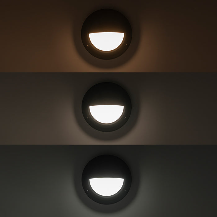 Integrated LED 3CCT Matte Black Wall Sconce with Frosted Glass
