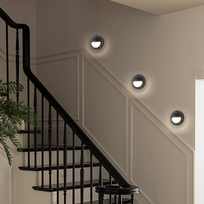 Integrated LED 3CCT Matte Black Wall Sconce with Frosted Glass
