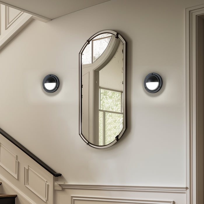 Integrated LED 3CCT Matte Black Wall Sconce with Frosted Glass