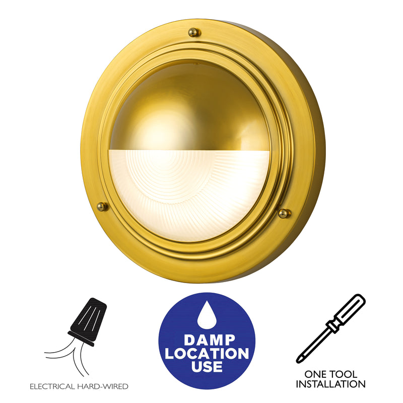 Integrated LED 3CCT Brushed Gold Wall Sconce with Frosted Glass