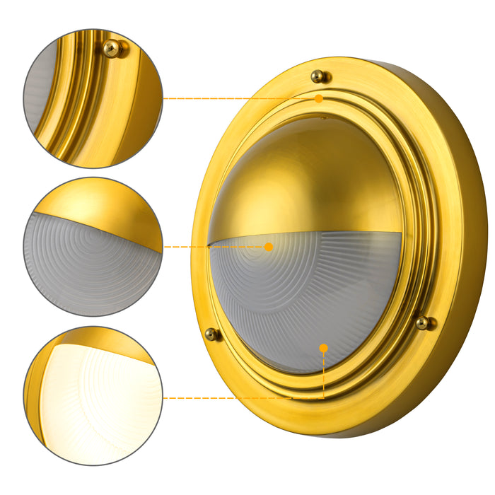 Integrated LED 3CCT Brushed Gold Wall Sconce with Frosted Glass