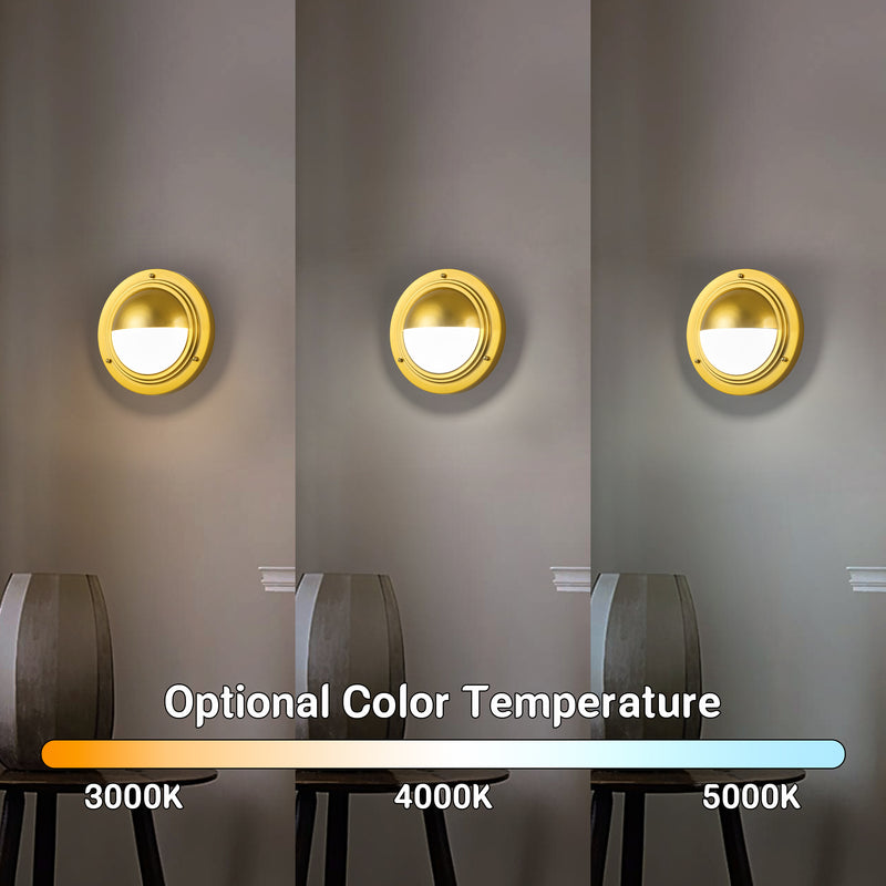 Integrated LED 3CCT Brushed Gold Wall Sconce with Frosted Glass