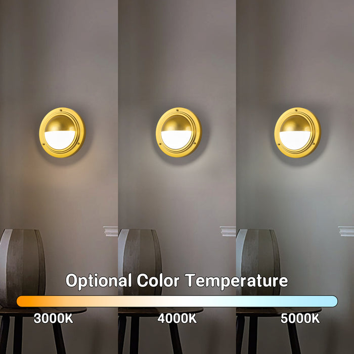 Integrated LED 3CCT Brushed Gold Wall Sconce with Frosted Glass