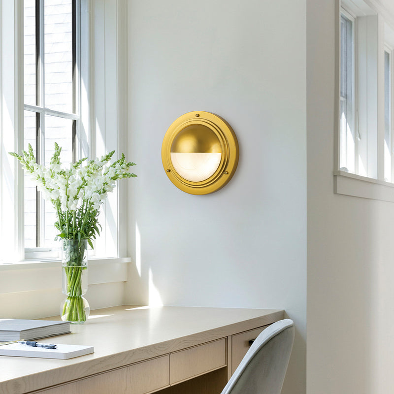 Integrated LED 3CCT Brushed Gold Wall Sconce with Frosted Glass