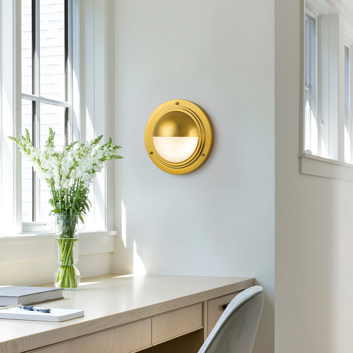 Integrated LED 3CCT Brushed Gold Wall Sconce with Frosted Glass