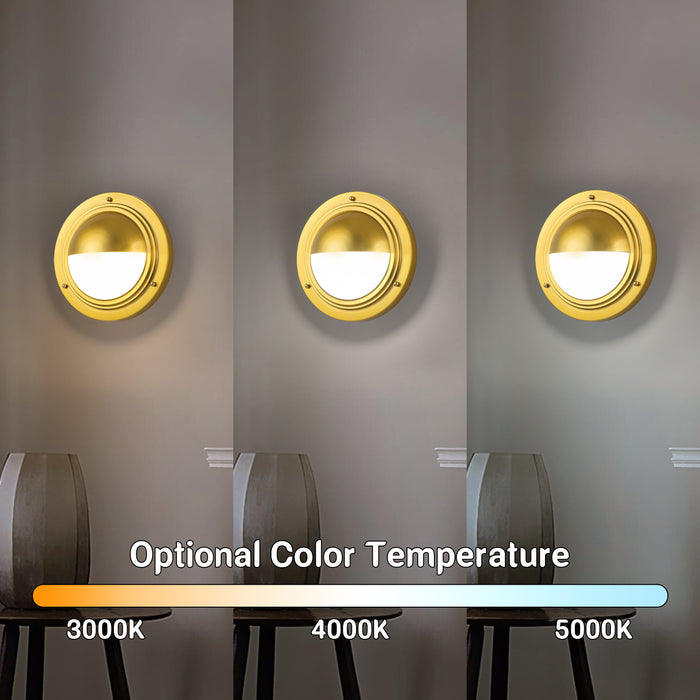 Integrated LED 3CCT Brushed Gold Wall Sconce with Frosted Glass