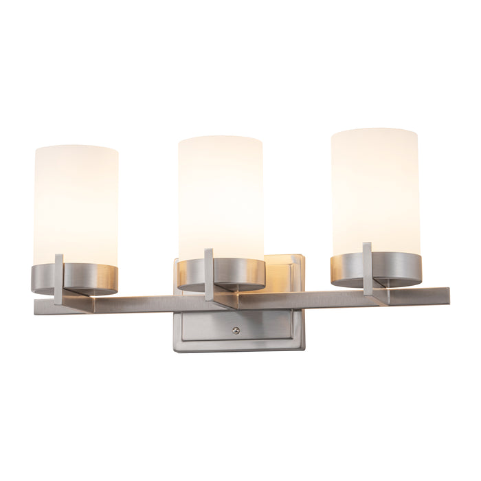 20 in. 3-Light Satin Nickel Dimmable LED Vanity Light with Frosted Glass Shade