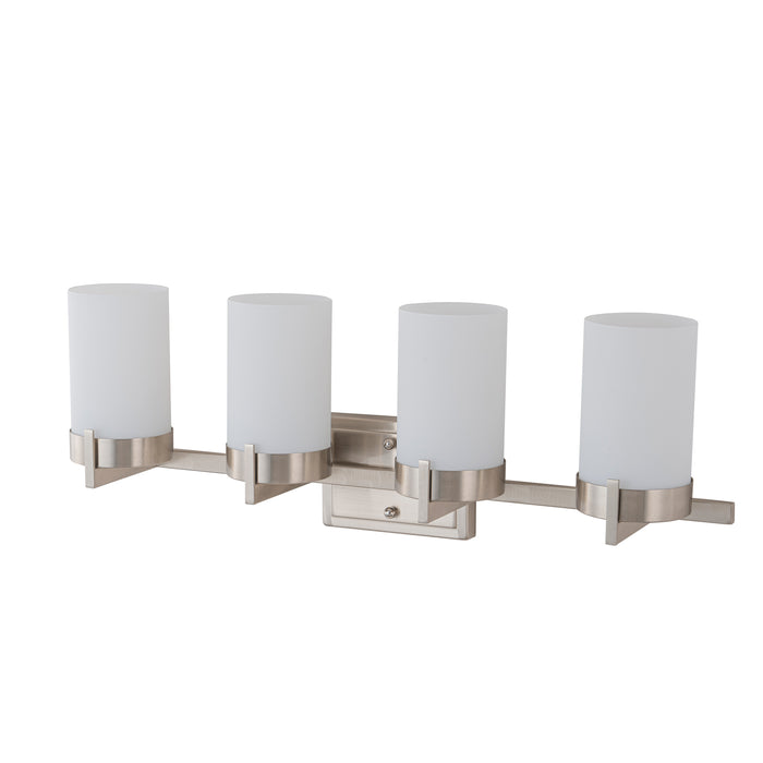 4-Light Satin Nickel Vanity Light with Frosted Glass Shade
