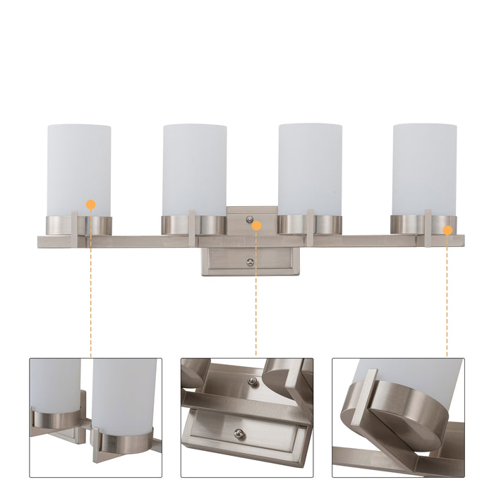 4-Light Satin Nickel Vanity Light with Frosted Glass Shade
