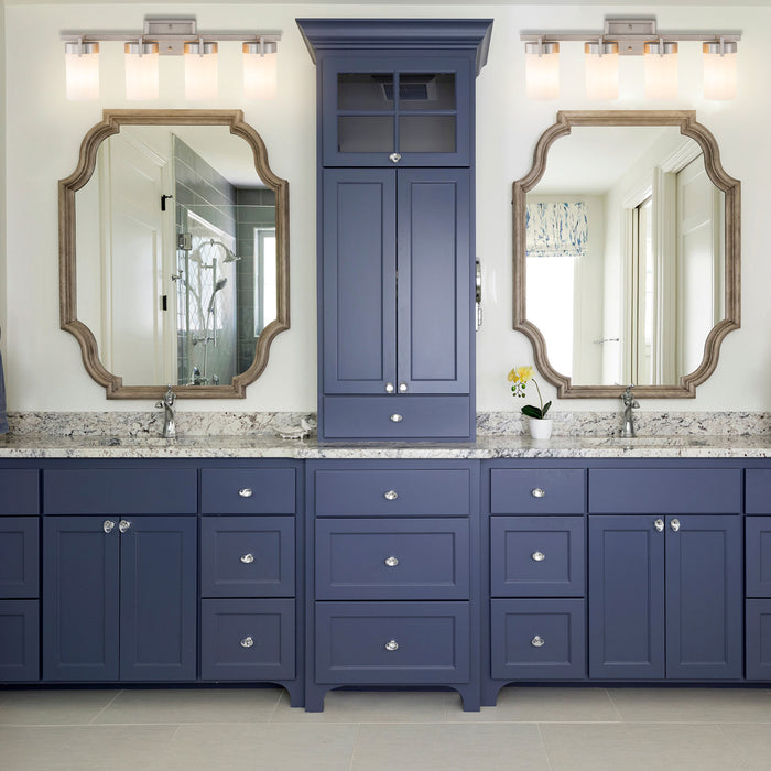 4-Light Satin Nickel Vanity Light with Frosted Glass Shade