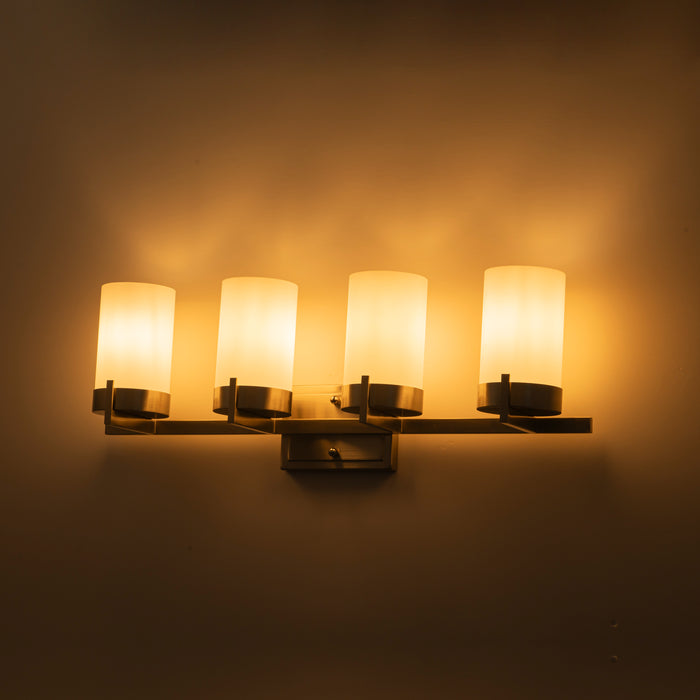 4-Light Satin Nickel Vanity Light with Frosted Glass Shade