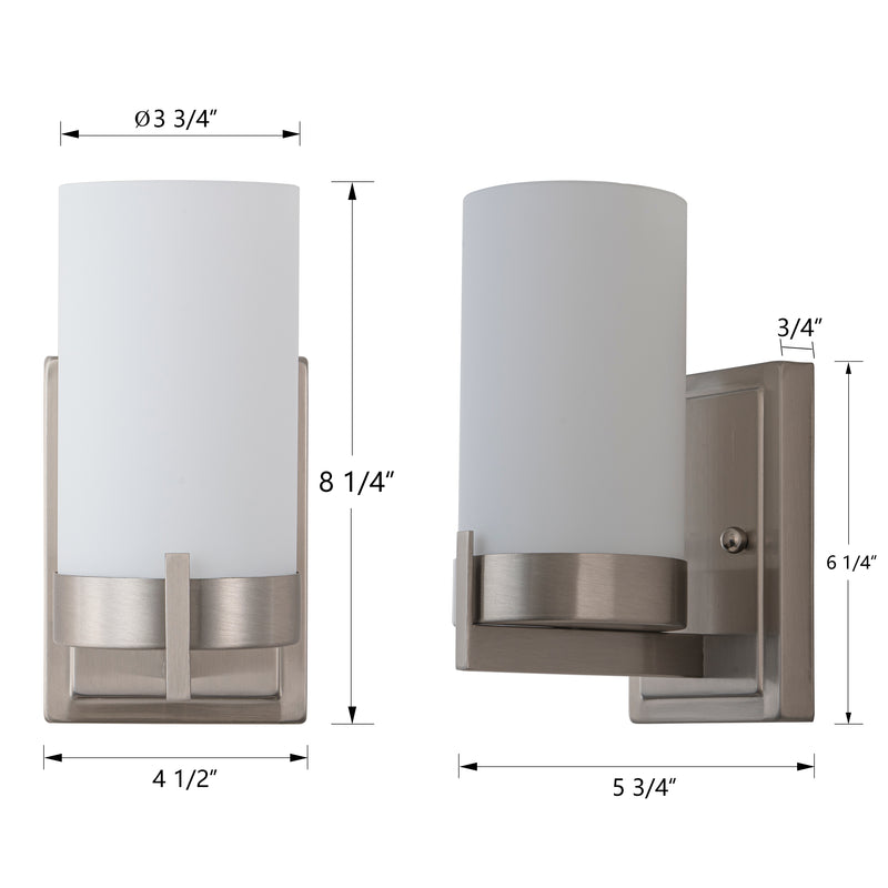 Satin Nickel Dimmable LED Wall Sconce with Frosted Glass Shade