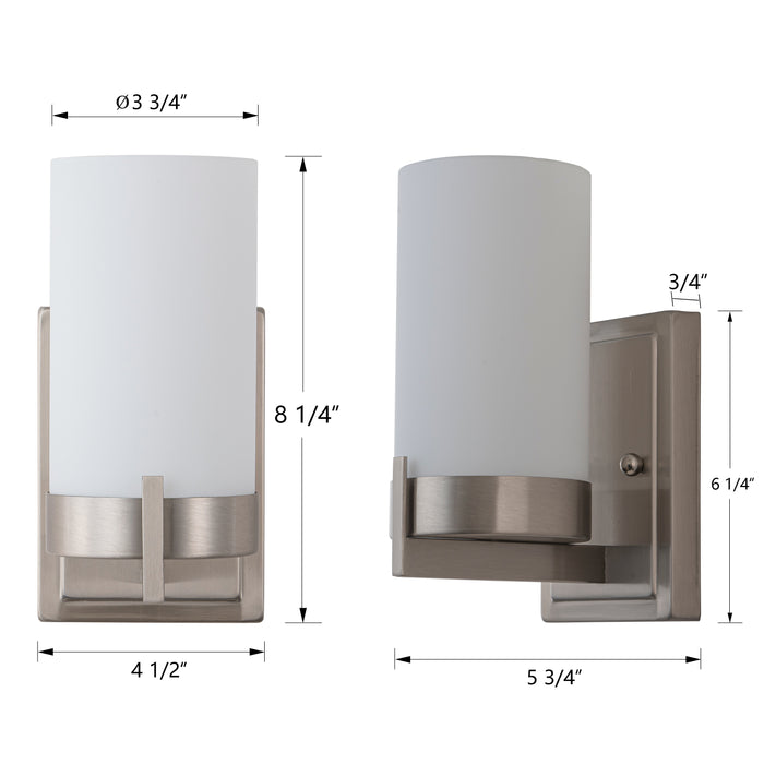 Satin Nickel Dimmable LED Wall Sconce with Frosted Glass Shade