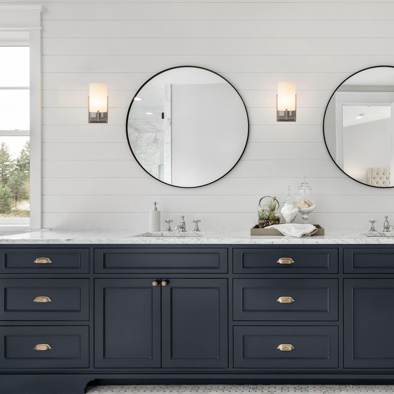 Satin Nickel Dimmable LED Wall Sconce with Frosted Glass Shade