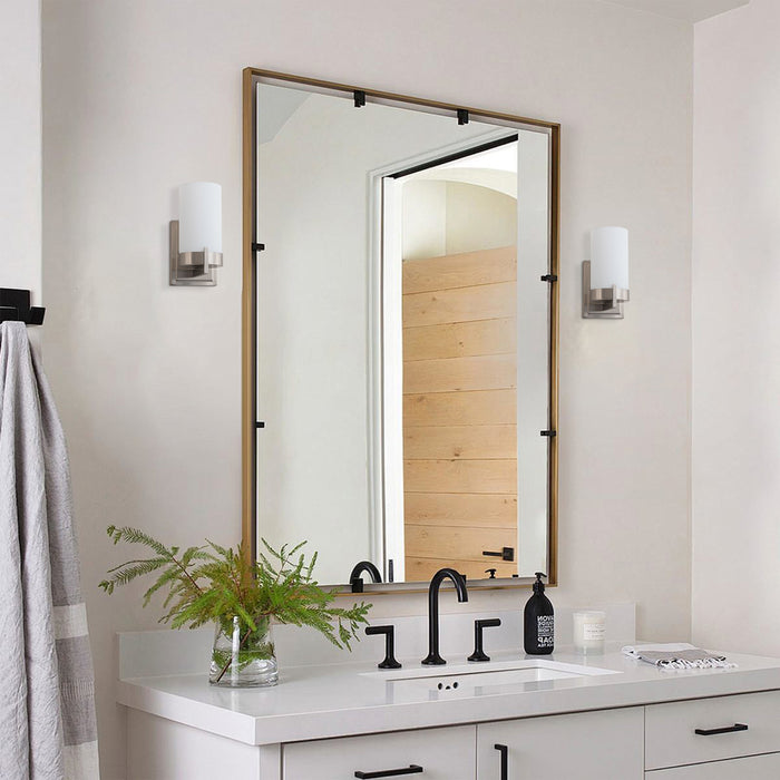 Satin Nickel Dimmable LED Wall Sconce with Frosted Glass Shade