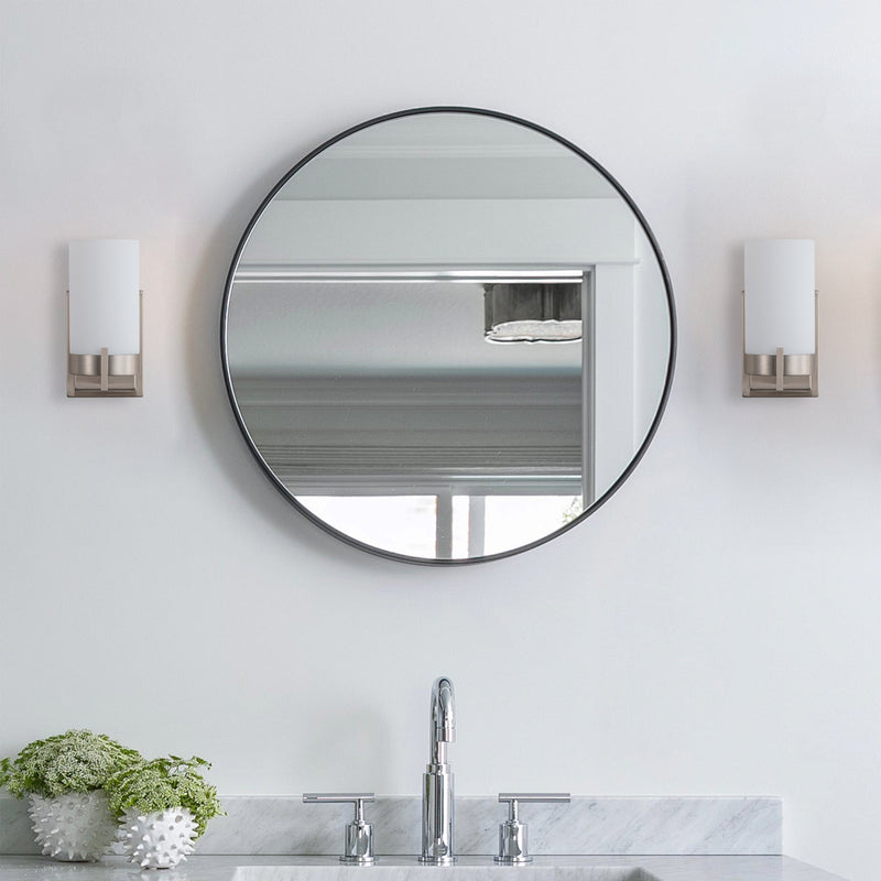 Satin Nickel Dimmable LED Wall Sconce with Frosted Glass Shade