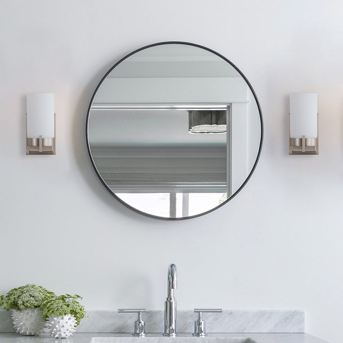 Satin Nickel Dimmable LED Wall Sconce with Frosted Glass Shade