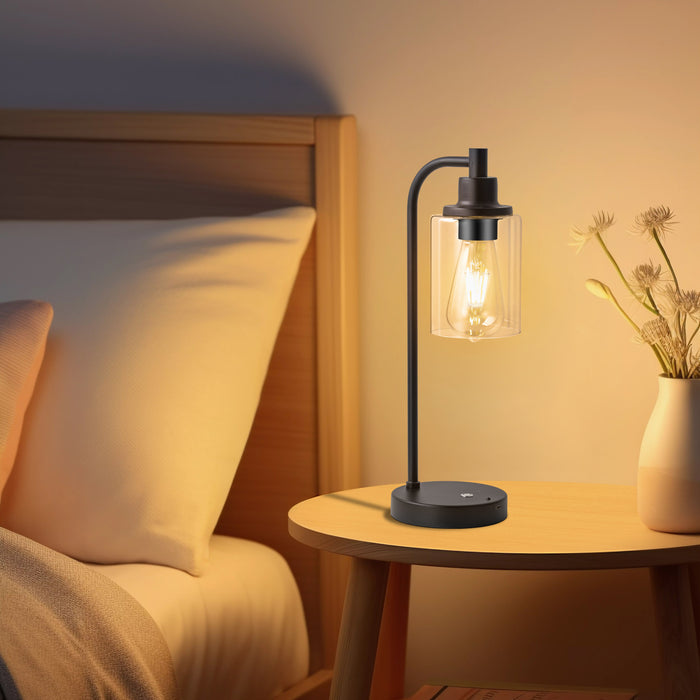 2-Pack 16” 3CCT Dimmable Cordless Table Lamp with ST64 Edison Bulbs and Remote Control