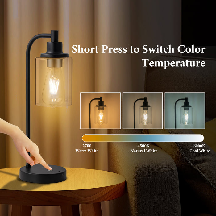 2-Pack 16” 3CCT Dimmable Cordless Table Lamp with ST64 Edison Bulbs and Remote Control