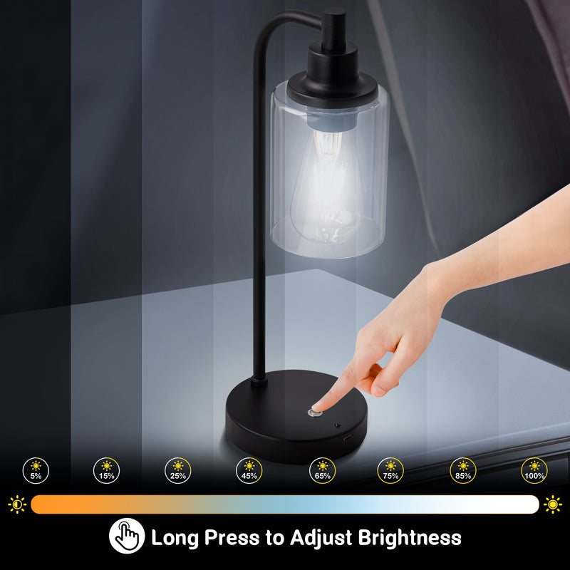 2-Pack 16” 3CCT Dimmable Cordless Table Lamp with ST64 Edison Bulbs and Remote Control