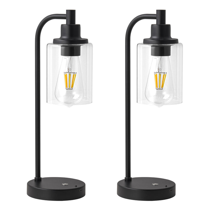 2-Pack 16” 3CCT Dimmable Cordless Table Lamp with ST64 Edison Bulbs and Remote Control