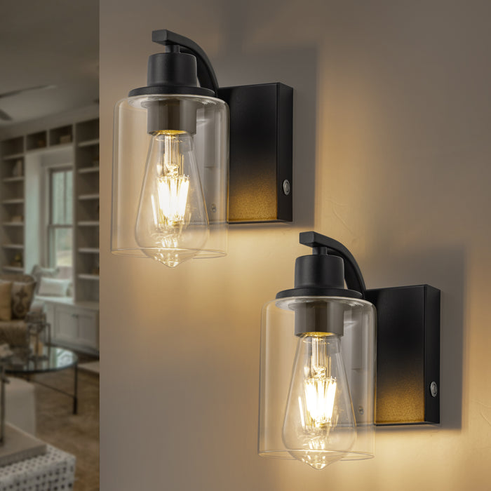 Black Rechargeable Color Changing Dimmable Wall Sconce with Remote Control, LED Bulb Included (2-pack)