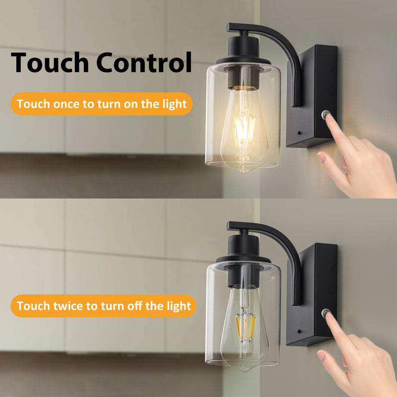 Black Rechargeable Color Changing Dimmable Wall Sconce with Remote Control, LED Bulb Included (2-pack)