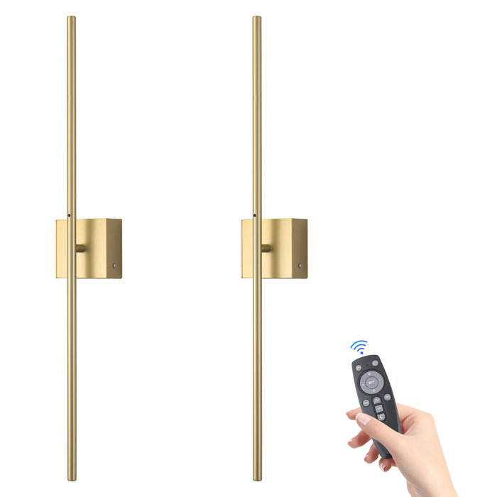 Gold Dimmable Adjustable Color Temperature Chargeable Rotatable LED Wall Lamp with Touch and Remote Control