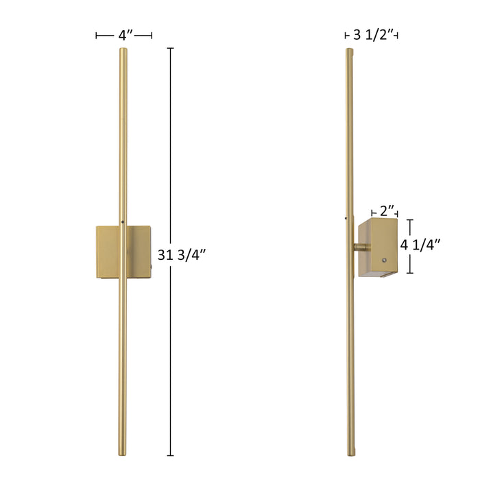 Gold Dimmable Adjustable Color Temperature Chargeable Rotatable LED Wall Lamp with Touch and Remote Control