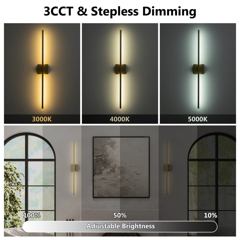 Gold Dimmable Adjustable Color Temperature Chargeable Rotatable LED Wall Lamp with Touch and Remote Control
