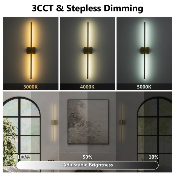 Gold Dimmable Adjustable Color Temperature Chargeable Rotatable LED Wall Lamp with Touch and Remote Control