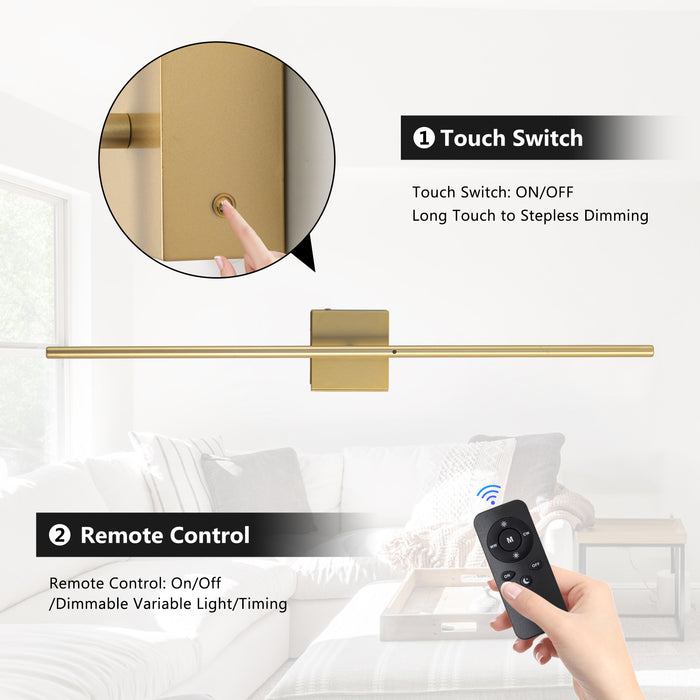 Gold Dimmable Adjustable Color Temperature Chargeable Rotatable LED Wall Lamp with Touch and Remote Control