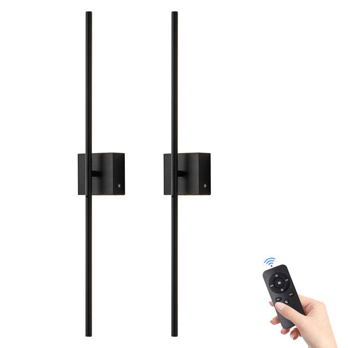 Black Dimmable Adjustable Color Temperature Chargeable Rotatable LED Wall Lamp with Touch and Remote Control