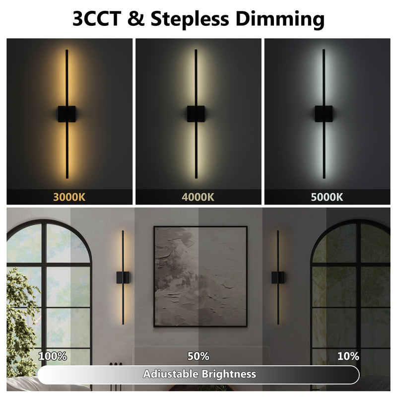 Black Dimmable Adjustable Color Temperature Chargeable Rotatable LED Wall Lamp with Touch and Remote Control