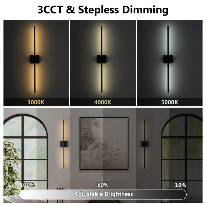 Black Dimmable Adjustable Color Temperature Chargeable Rotatable LED Wall Lamp with Touch and Remote Control