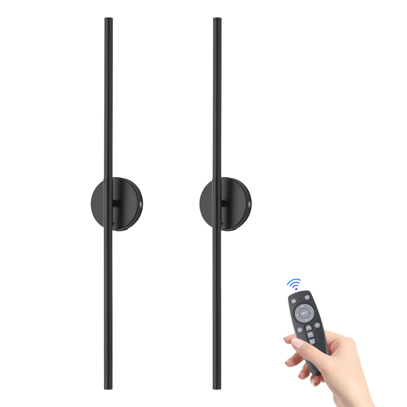 2-Pack Black Dimmable Adjustable Color Temperature Chargeable LED Wall Sconce