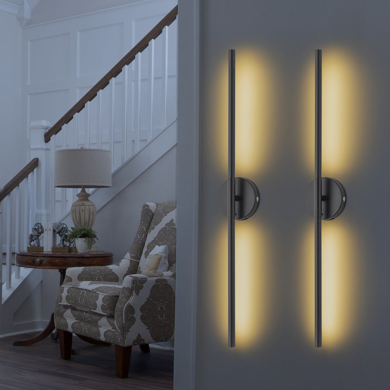 Black Dimmable Adjustable Color Temperature Chargeable Rotatable LED Wall Lamp with Touch and Remote Control