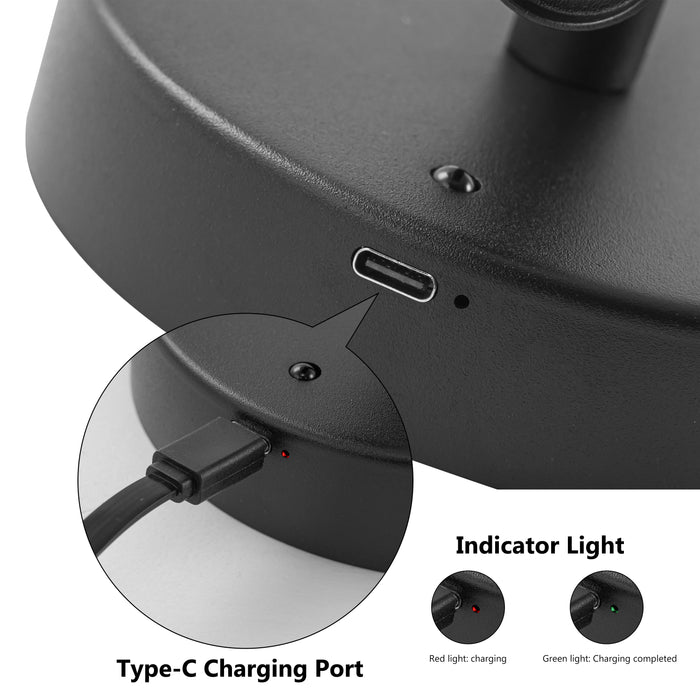 Black Dimmable Adjustable Color Temperature Chargeable Rotatable LED Wall Lamp with Touch and Remote Control