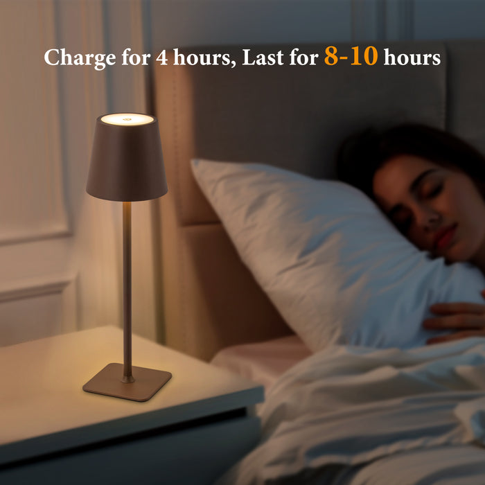 4-Pack 14” Brown LED Cordless Table Lamp, 3CCT Dimmable Portable Desk Lamps