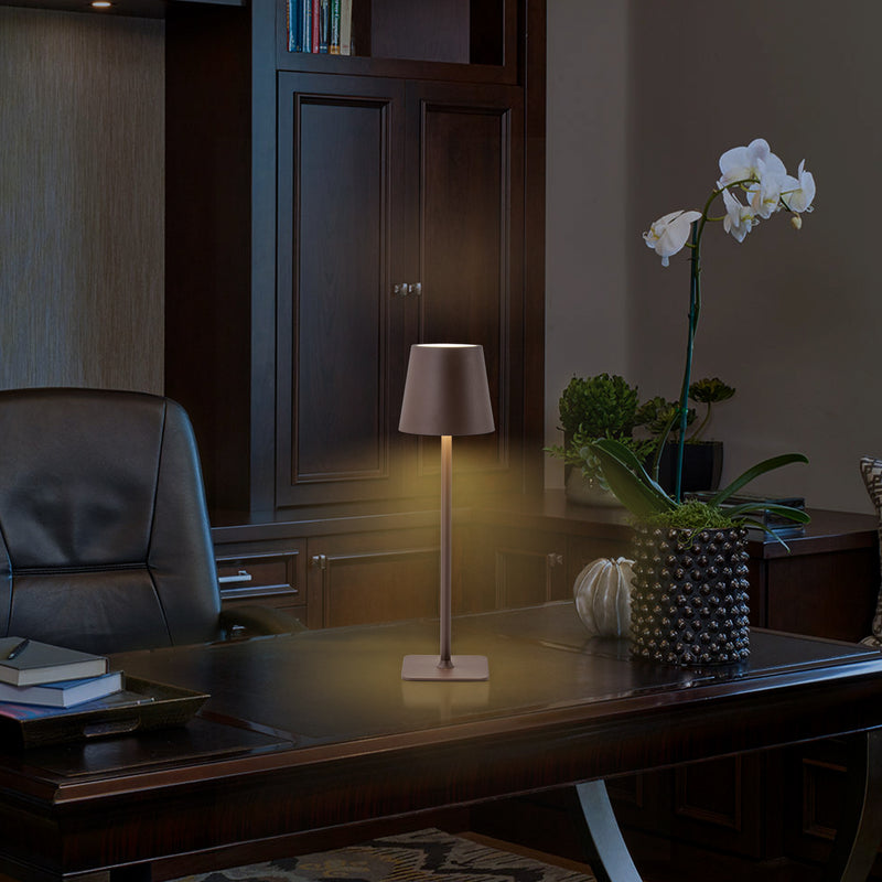 4-Pack 14” Brown LED Cordless Table Lamp, 3CCT Dimmable Portable Desk Lamps