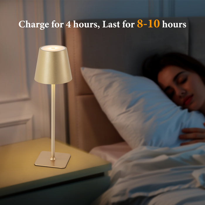 4-Pack 14” Gold LED Cordless Table Lamp, 3CCT Dimmable Portable Desk Lamps