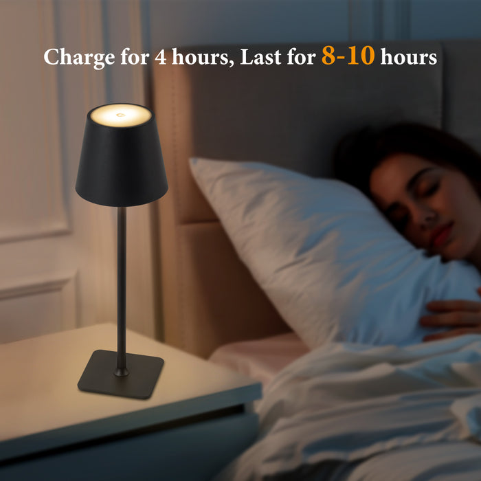 4-Pack 14” Matte Black LED Cordless Table Lamp, 3CCT Dimmable Portable Desk Lamps