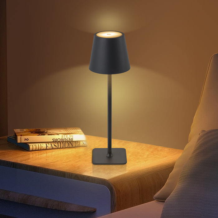 4-Pack 14” Matte Black LED Cordless Table Lamp, 3CCT Dimmable Portable Desk Lamps